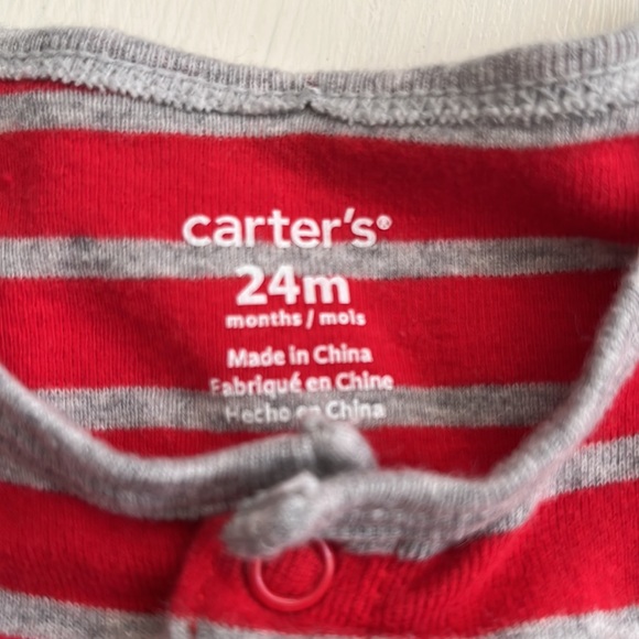 Carters red/gray striped romper 24 mos. - Picture 5 of 5